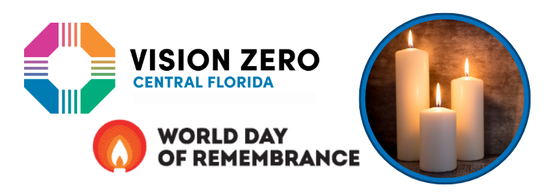Memorial candles, Vision Zero and World Day of Remembrance logos