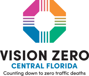 Logo for Vision Zero Central Florida. Counting down to zero traffic deaths